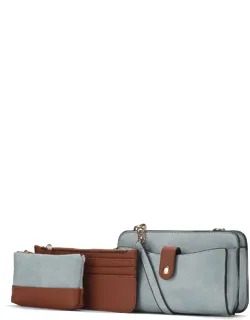 Muriel Vegan Leather Crossbody Bag With Card Holder And Small Pouch 3 Pieces