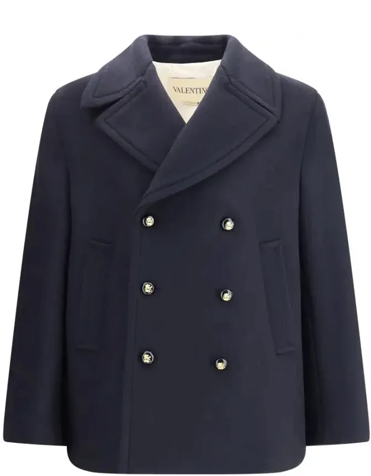 Valentino Garavani Double-breasted Caban Coat With Wide Lapels And Functional Pockets