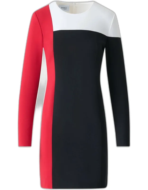 Colorblock Viscose Stretch Jersey Mini Dress
