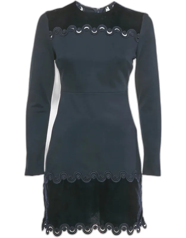 Jersey Lace And Velvet Detail Mini Dress
