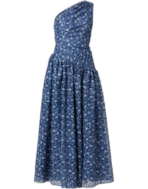 Embroidered One-shoulder Maxi Dress