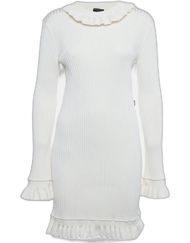 Rib Knit Ruffled Mini Dress