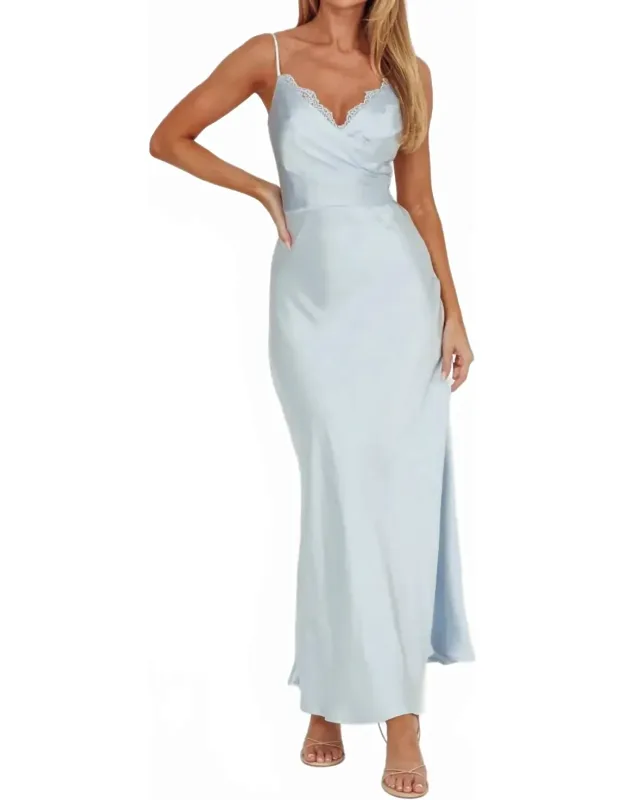 Surplice Embellished Trim Maxi Dress