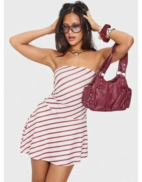 Kagari Dress Diagonal Stripe Pink