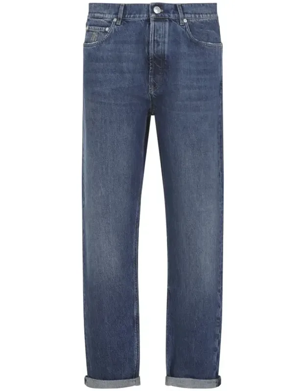 Jeans With Rolled-up Hem And Five Pockets Design