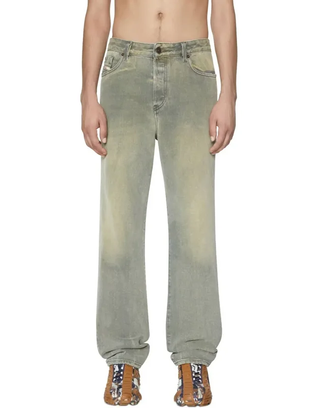 Washed Straight Fit Denim Jeans