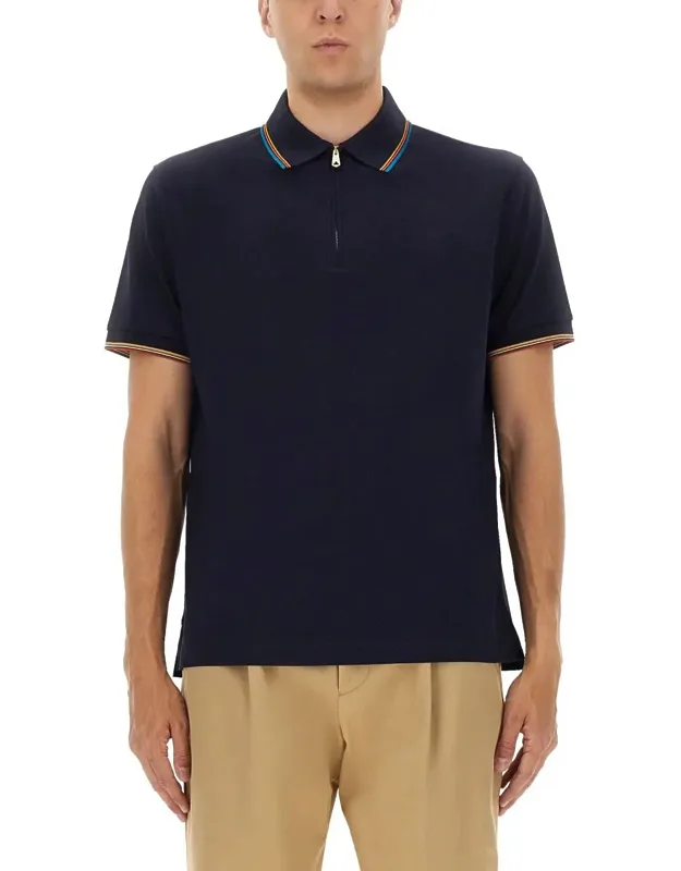 Cotton Polo Shirt With Zipper
