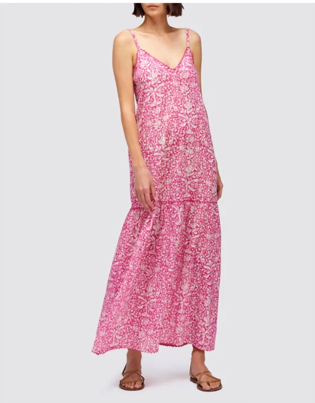 Piping And Adjustable Straps Maxi Dress