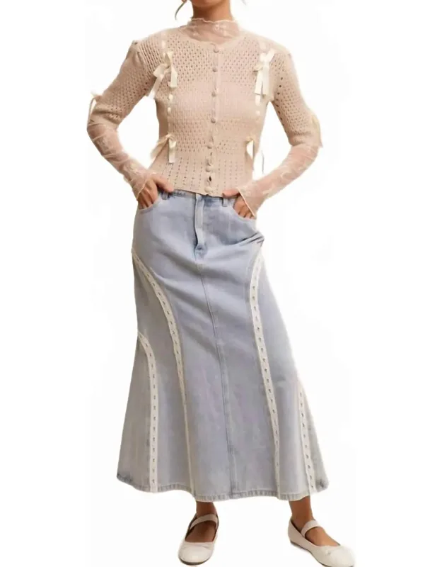 Knit Cardigan With Satin Bow Details