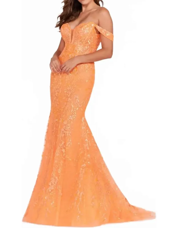 Embroidered Lace Fit And Flare Prom Dress
