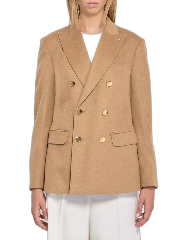 Doublebreasted Blazer With Peaked Lapel And Buttoned Cuffs