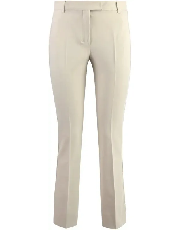 Stretch Viscose Trousers With Flared Hem