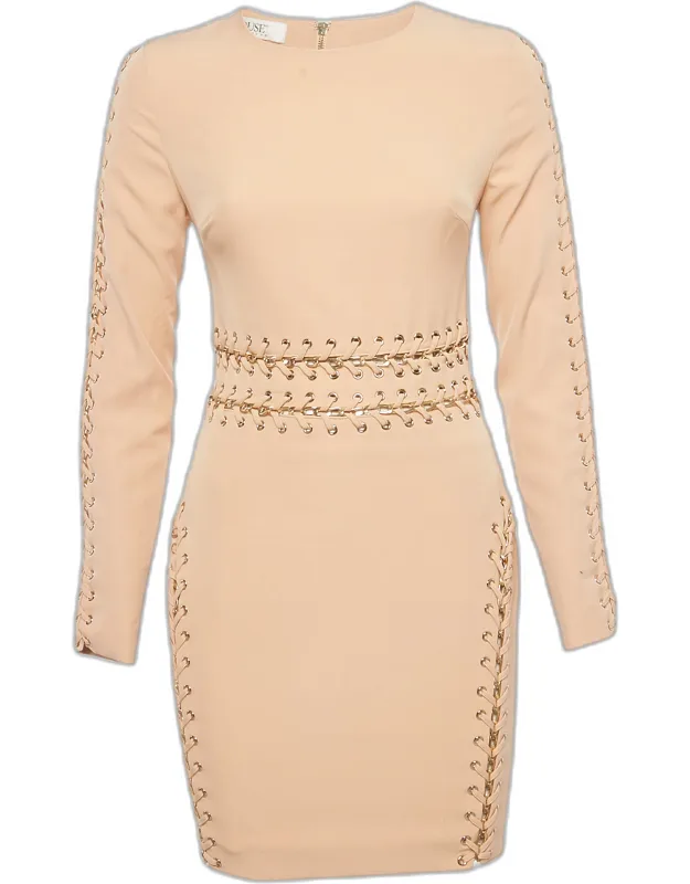 Crepe Lace-up Sheath Dress