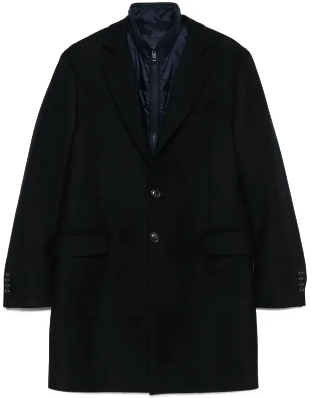 Jacket Button Fastening Layered Design