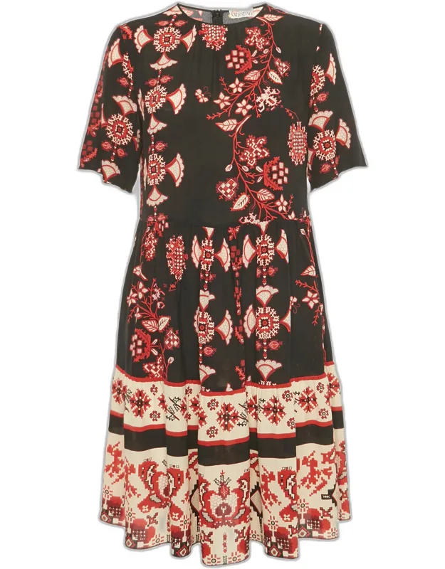 Printed Silk Short Dress