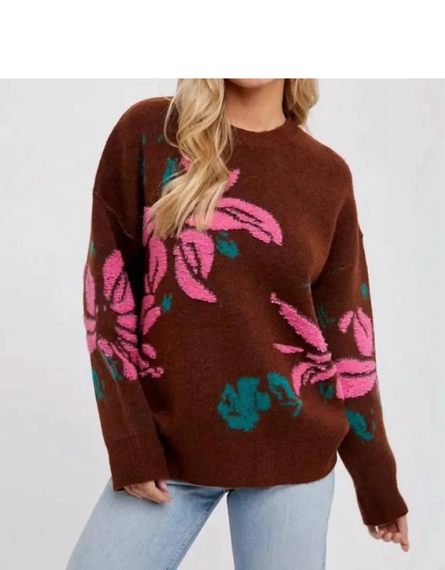 Textured Floral Motif Pullover