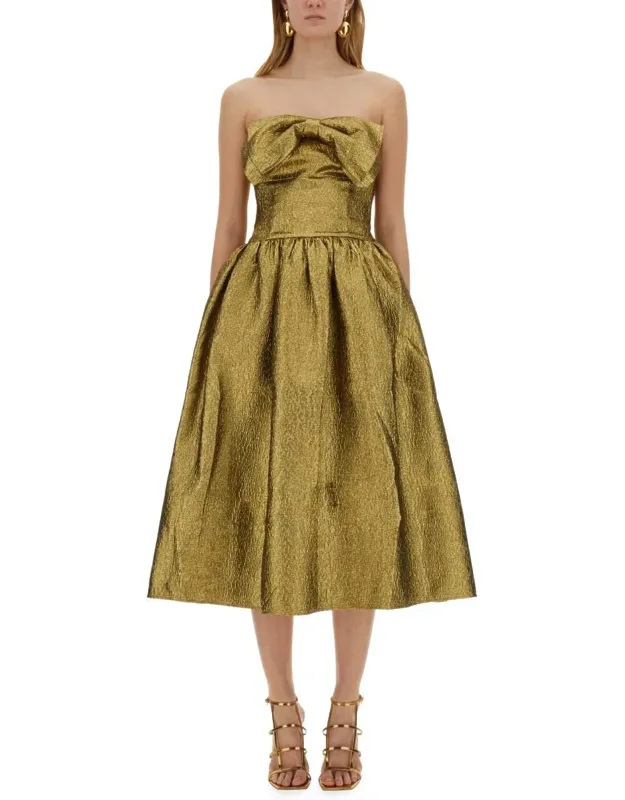 _metallic Jacquard Midi Dress, 80% Polyester, 18% Metal, 2% Elastane_
