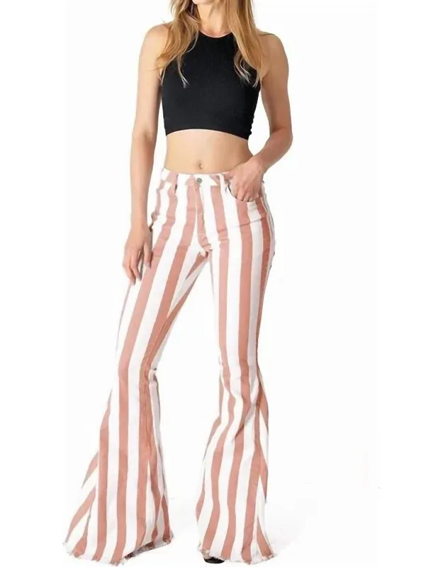 Stripe Denim Bell Bottom Jeans
