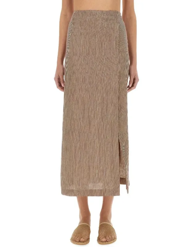 Micro Stripe Longuette Skirt