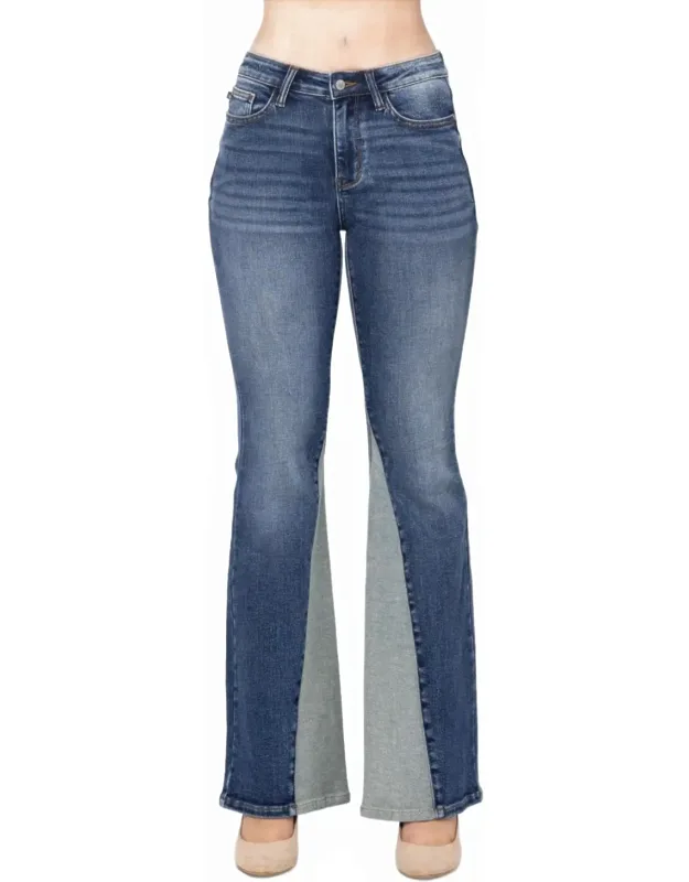 Inseam Panel Flare Jeans