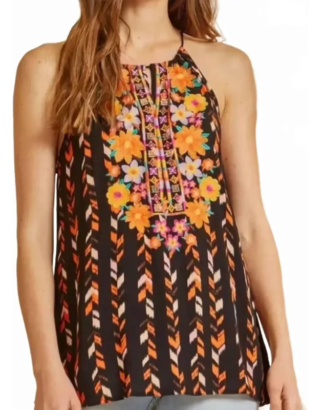 Embroidered Halter Top