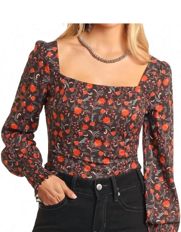 Floral Print Corset Blouse