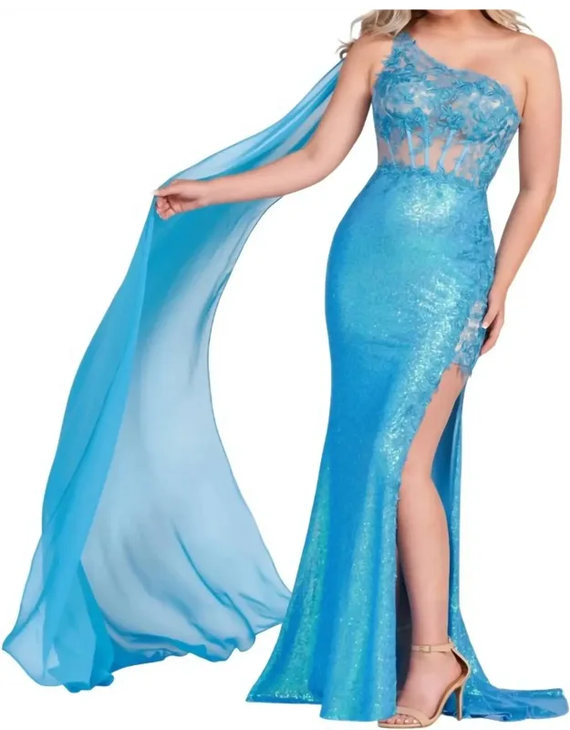 One Shoulder Sequin Prom Dress