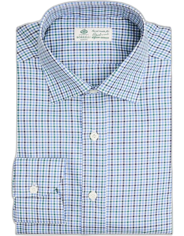 Cotton Multi-plaid Point Collar Dress Shirt