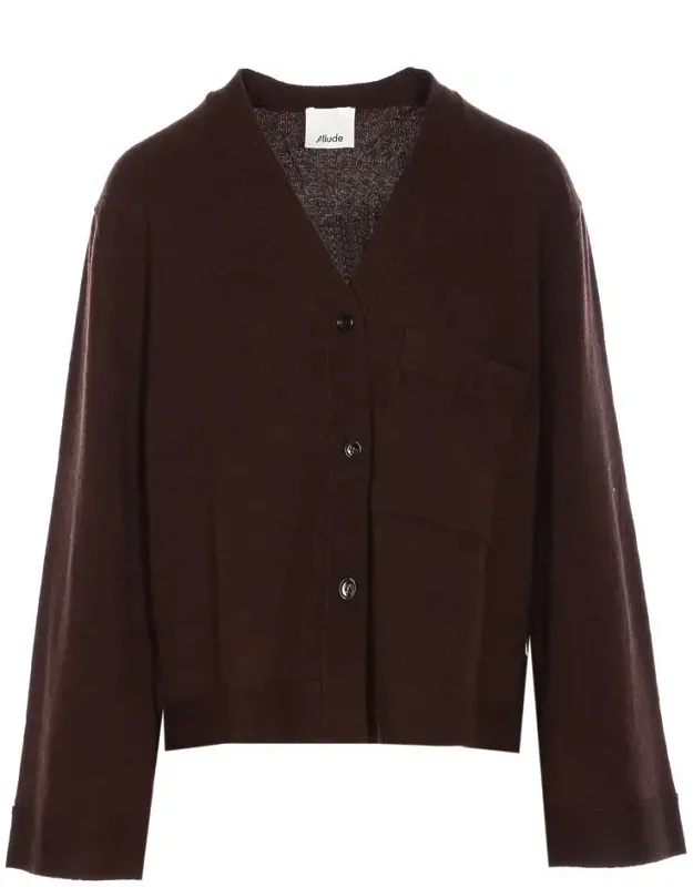 Cardigan With Frontal Buttons Closure, V-neck, Long Sleeves
