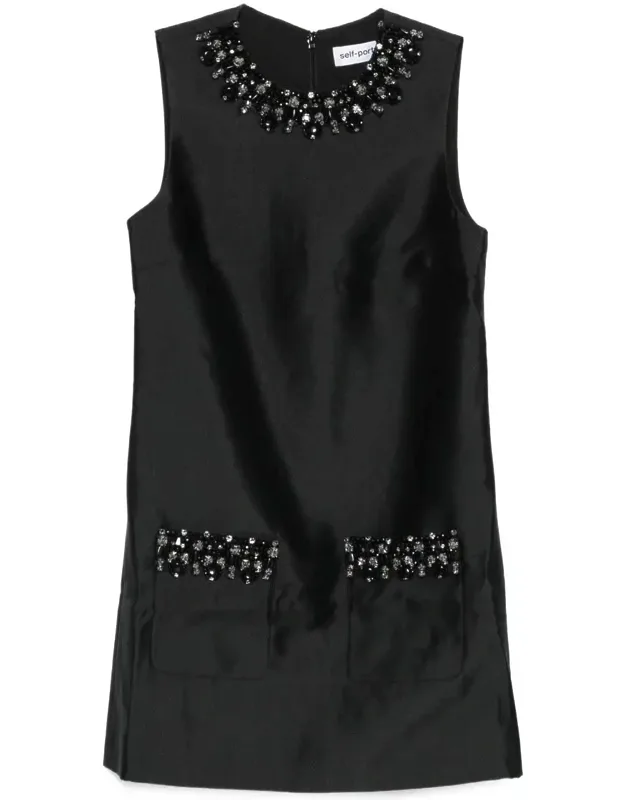 Taffeta Embellished Trim Mini Dress