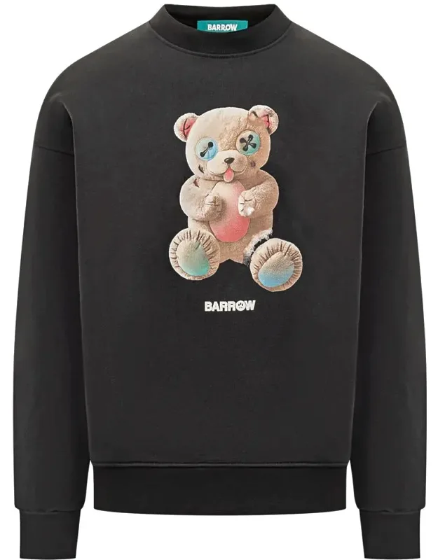 Sweatshirt Teddy Barrow With Plush Bear Print And Ribbed Details