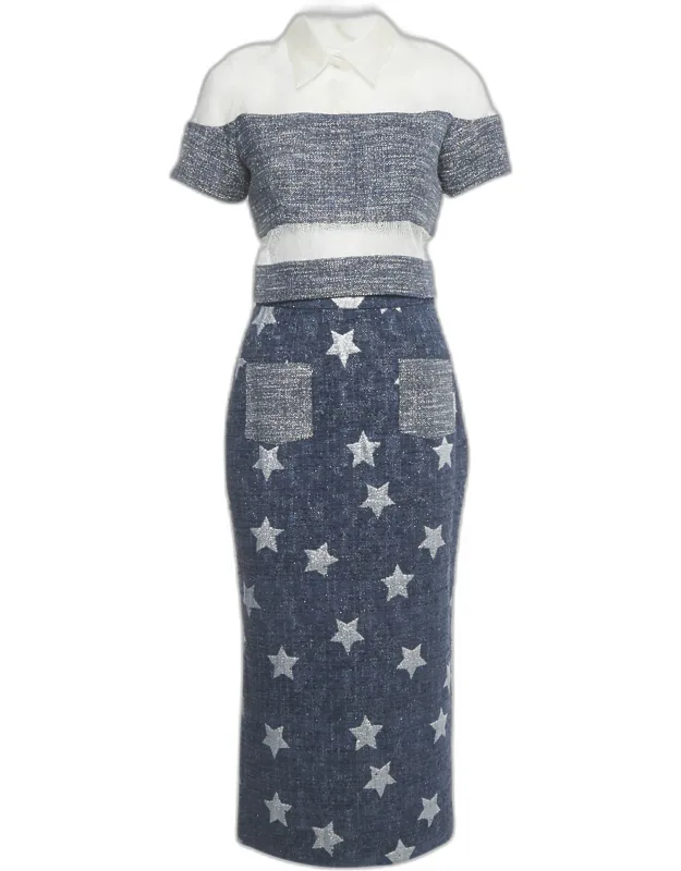 Jacquard Tweed Top And Skirt Set