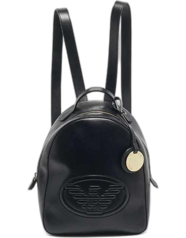 Faux Leather Small Logo Backpack