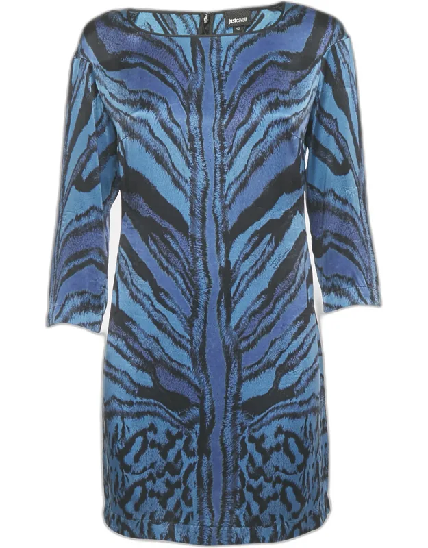 Animal Print Silk Long Sleeve Mini Dress