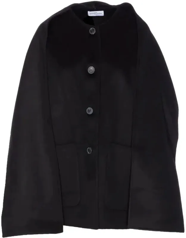 The Dynamis Studio Coat With Frontal Buttons Closure, Removable Scarf Detail