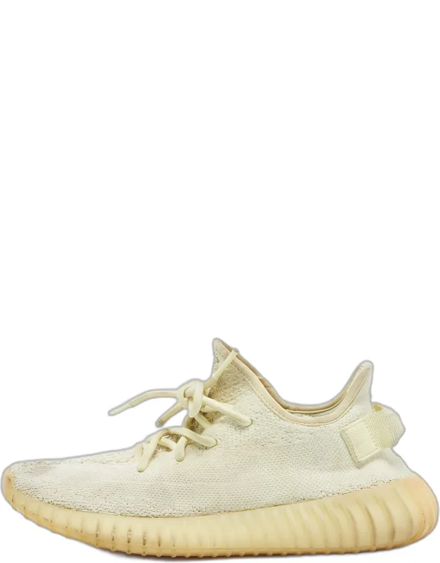 Light Yellow Knit Fabric Boost 350 V2 Butter Sneakers