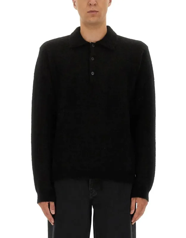 Wool Sweater With Polo Collar