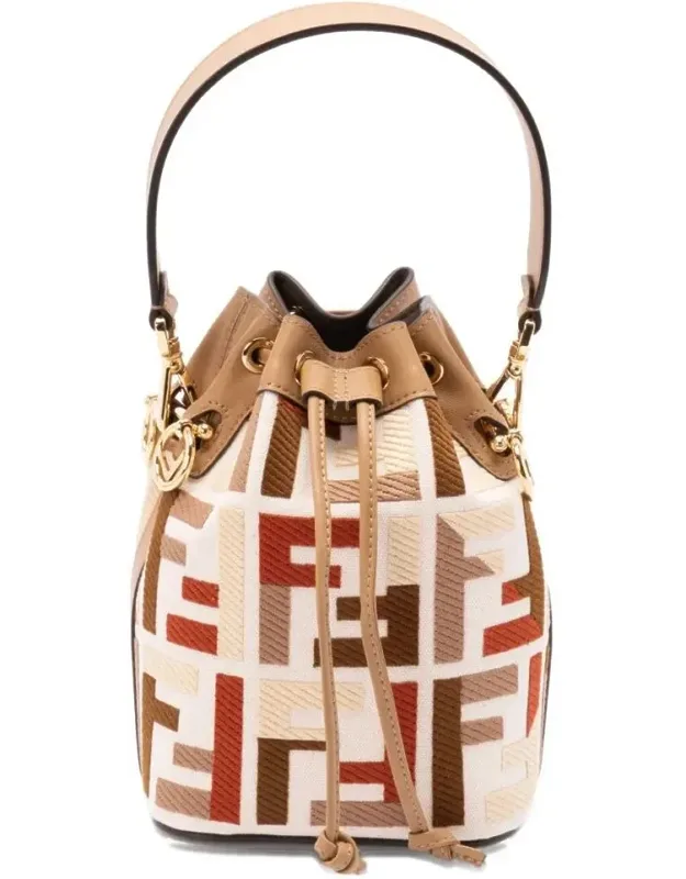Mon Tresor Canvas Bucket With Ff Embroidery Bag
