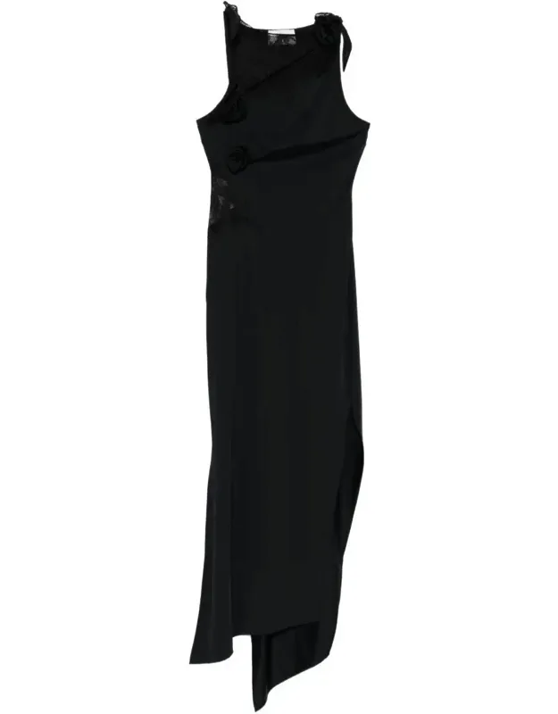 Dress With Lace Panel And Asymmetrical Hem