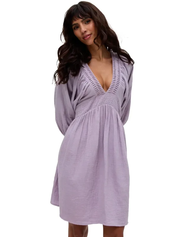 Soipoi Ruched V-neck Mini Dress