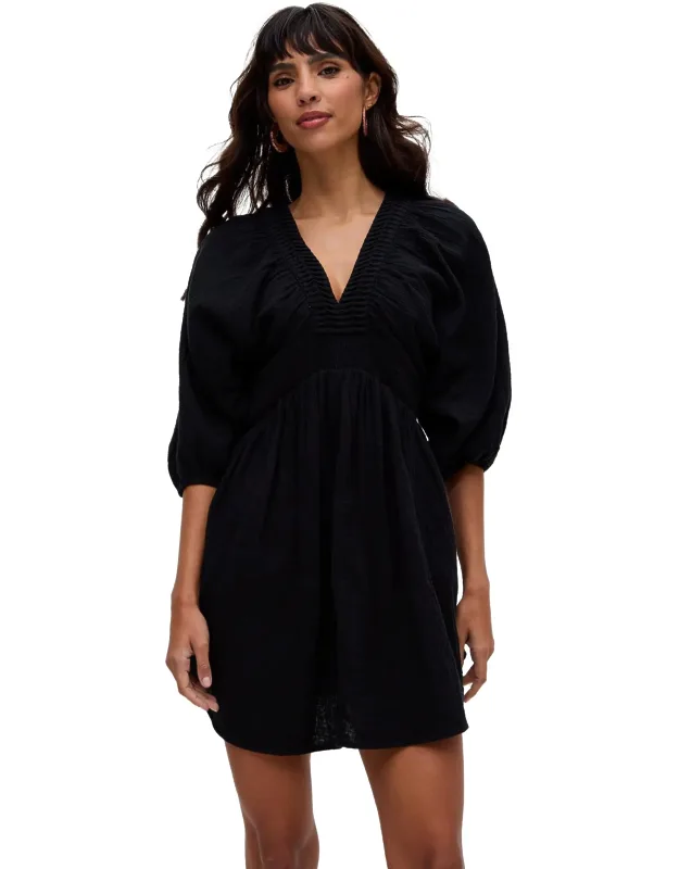 Soipoi Ruched V-neck Mini Dress