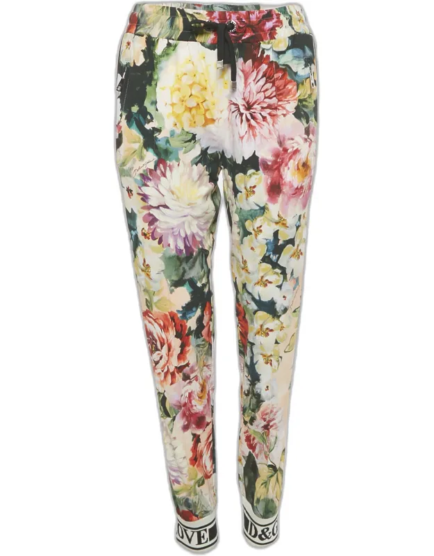 Multicolor Floral Print Crepe La Modaé Bellezza Pants