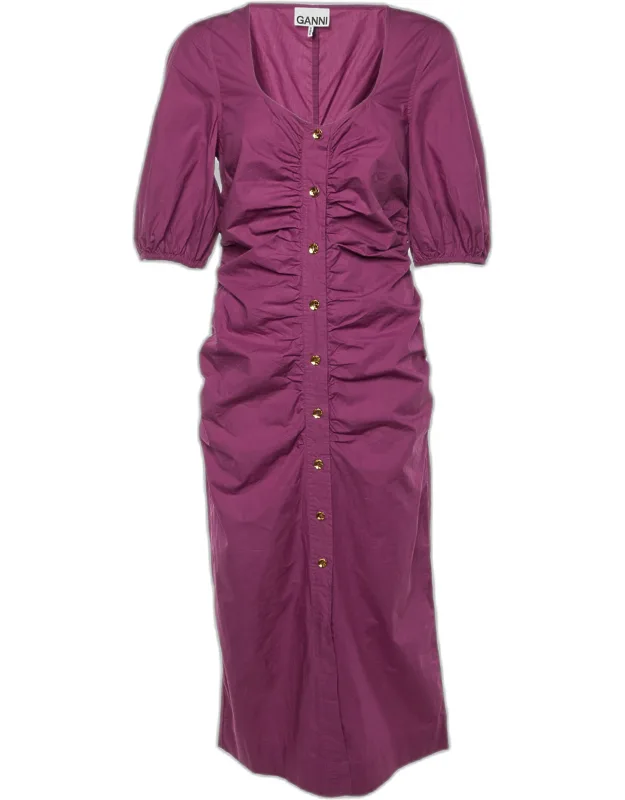 Cotton Ruched Midi Dress