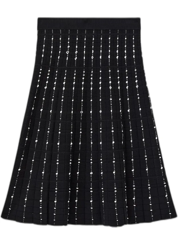Fragmented Stripes Knee Length Skirt