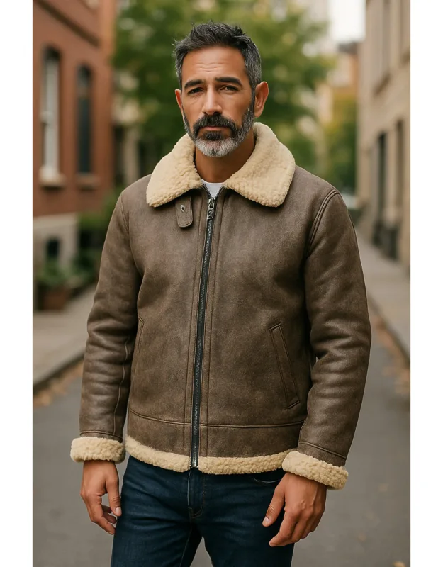 B3 Ww2 Sheepskin Leather Flying Aviator Jacket