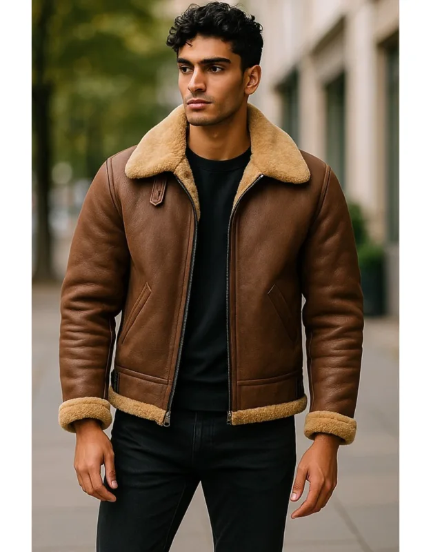 B3 Ww2 Sheepskin Leather Flying Aviator Jacket