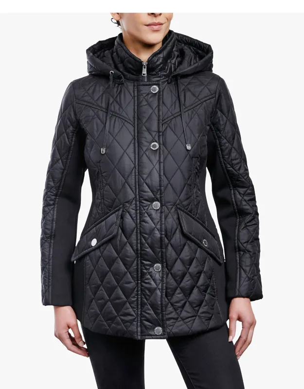 Zip Front Hooded Quilted Jacket