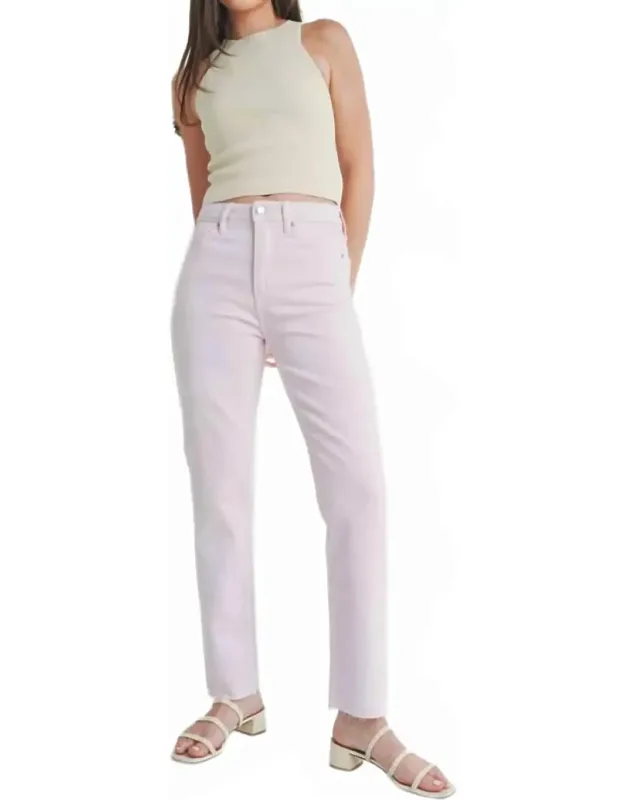 High Rise Cut Off Cropped Straight Leg Jeans