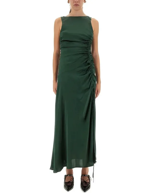 Gathered Satin Dress