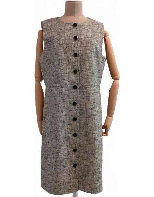 Linen-blend Sleeveless Button Front Dress